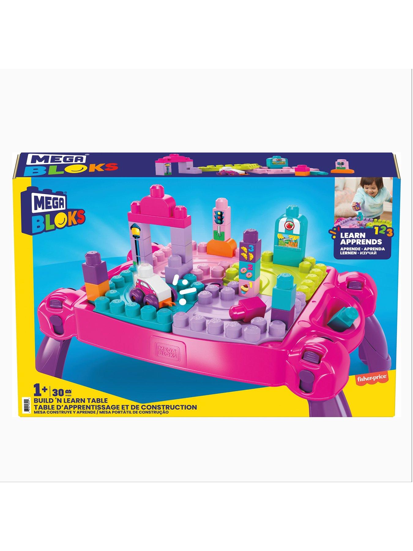 MEGA First Builders Pink Build n Learn Table and Construction Bricks Very