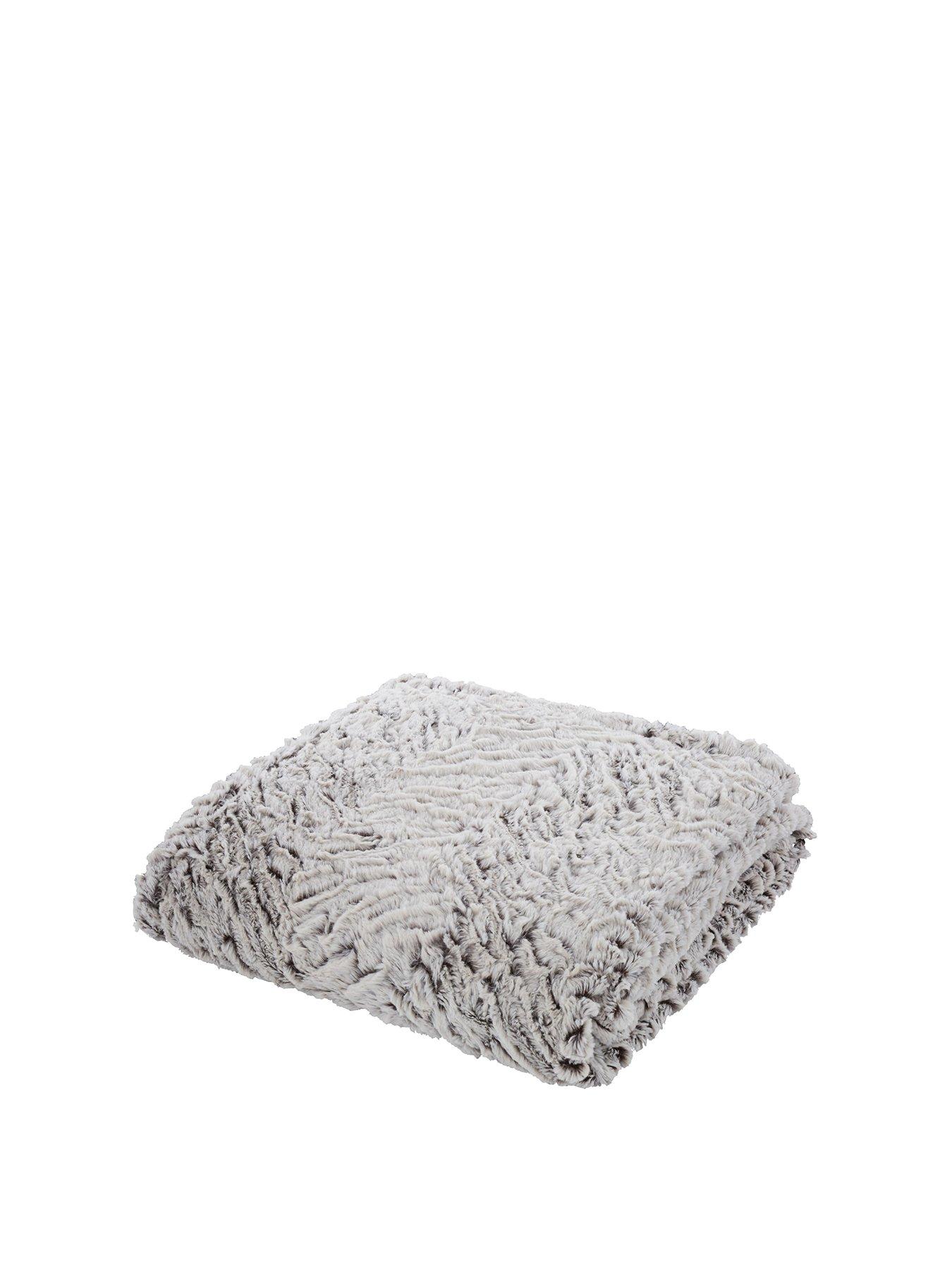 undefined Faux Fur Wolf Throw - Grey