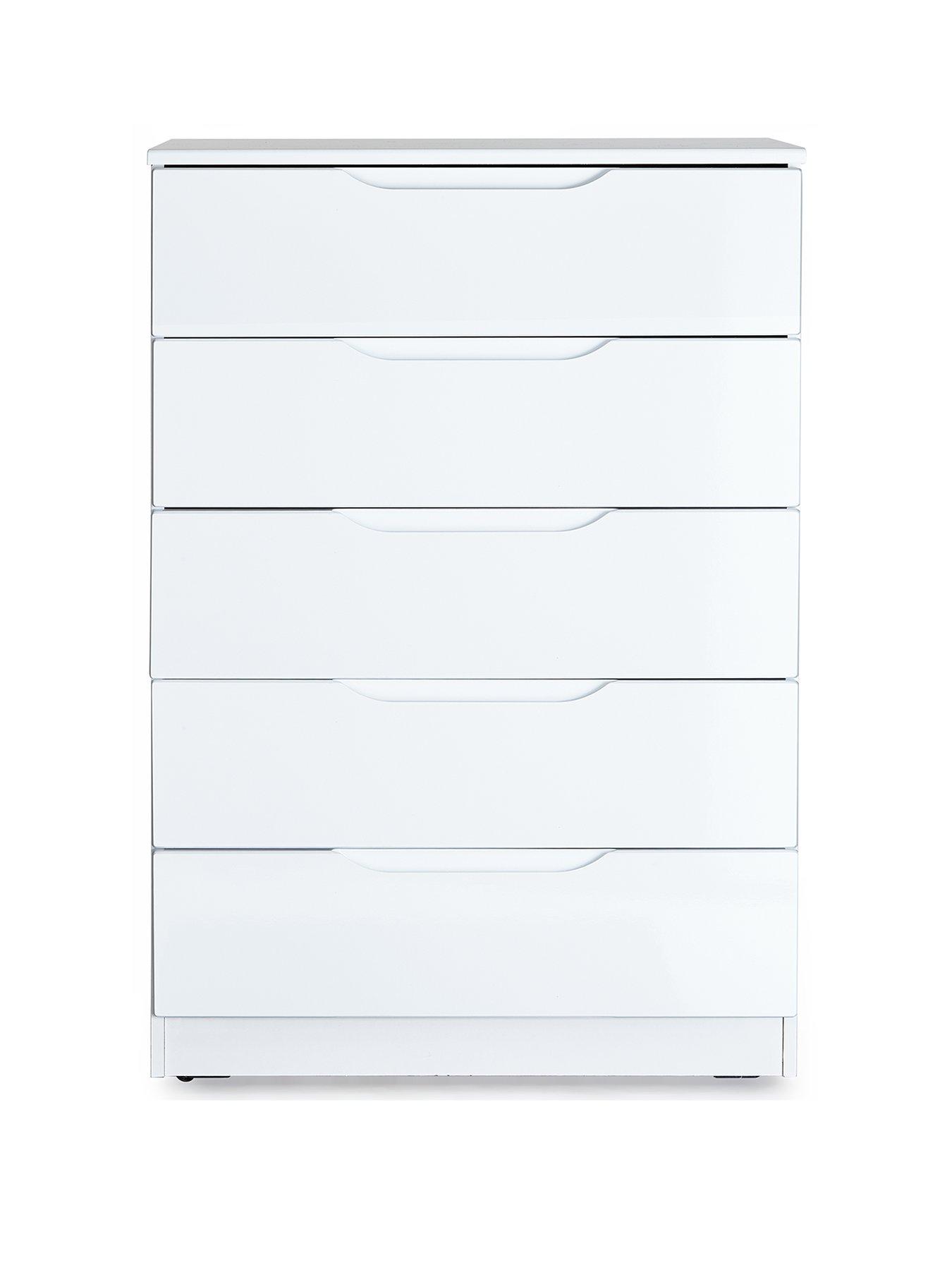 Image 2 of 5 of One Call Monaco Ready Assembled High Gloss 5 Drawer Chest&nbsp;- Express Delivery available