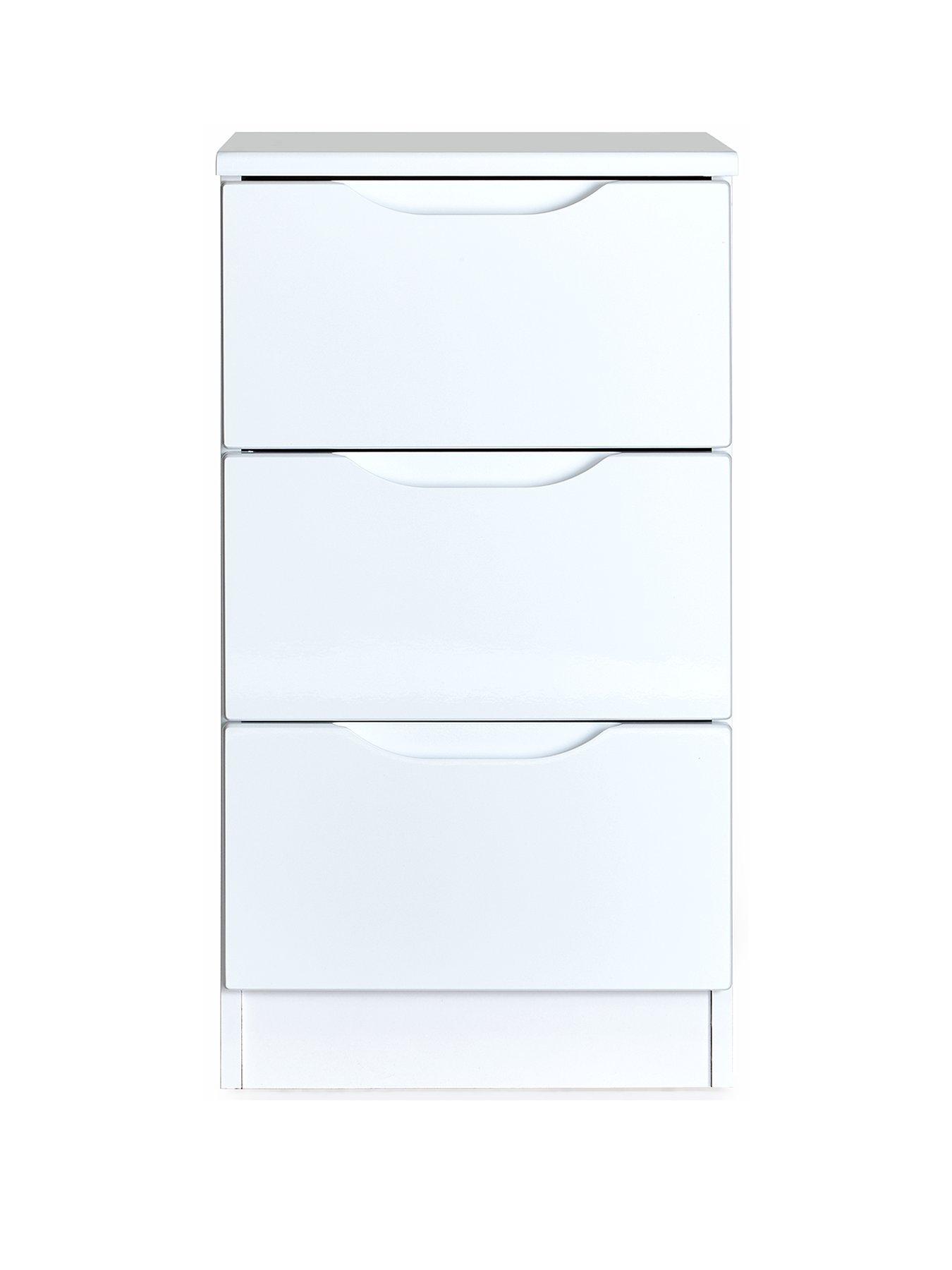 Image 2 of 5 of One Call Monaco&nbsp;Ready Assembled High Gloss 3 Drawer Bedside -&nbsp;Express Delivery available