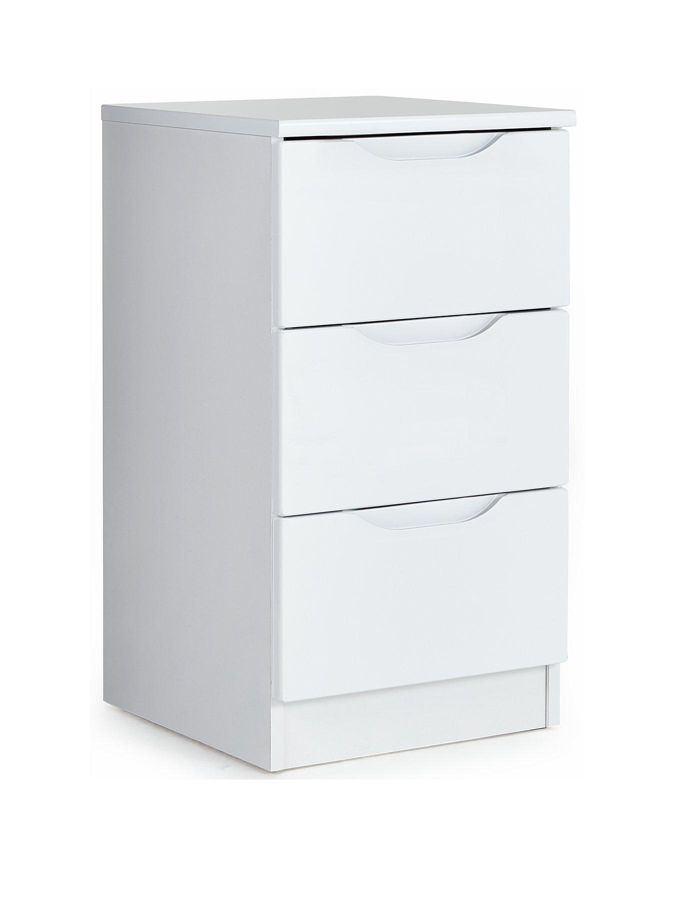 Image 3 of 5 of One Call Monaco&nbsp;Ready Assembled High Gloss 3 Drawer Bedside -&nbsp;Express Delivery available
