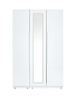 Product photograph of One Call Monaco Part Assembled High Gloss 3 Door Mirrored Wardrobe from very.co.uk