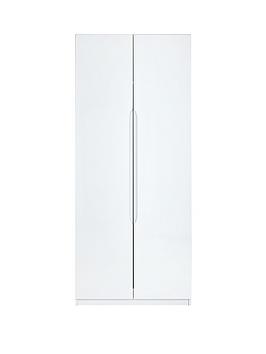 Product photograph of One Call Monaco Ready Assembled High Gloss 2 Door Wardrobe from very.co.uk