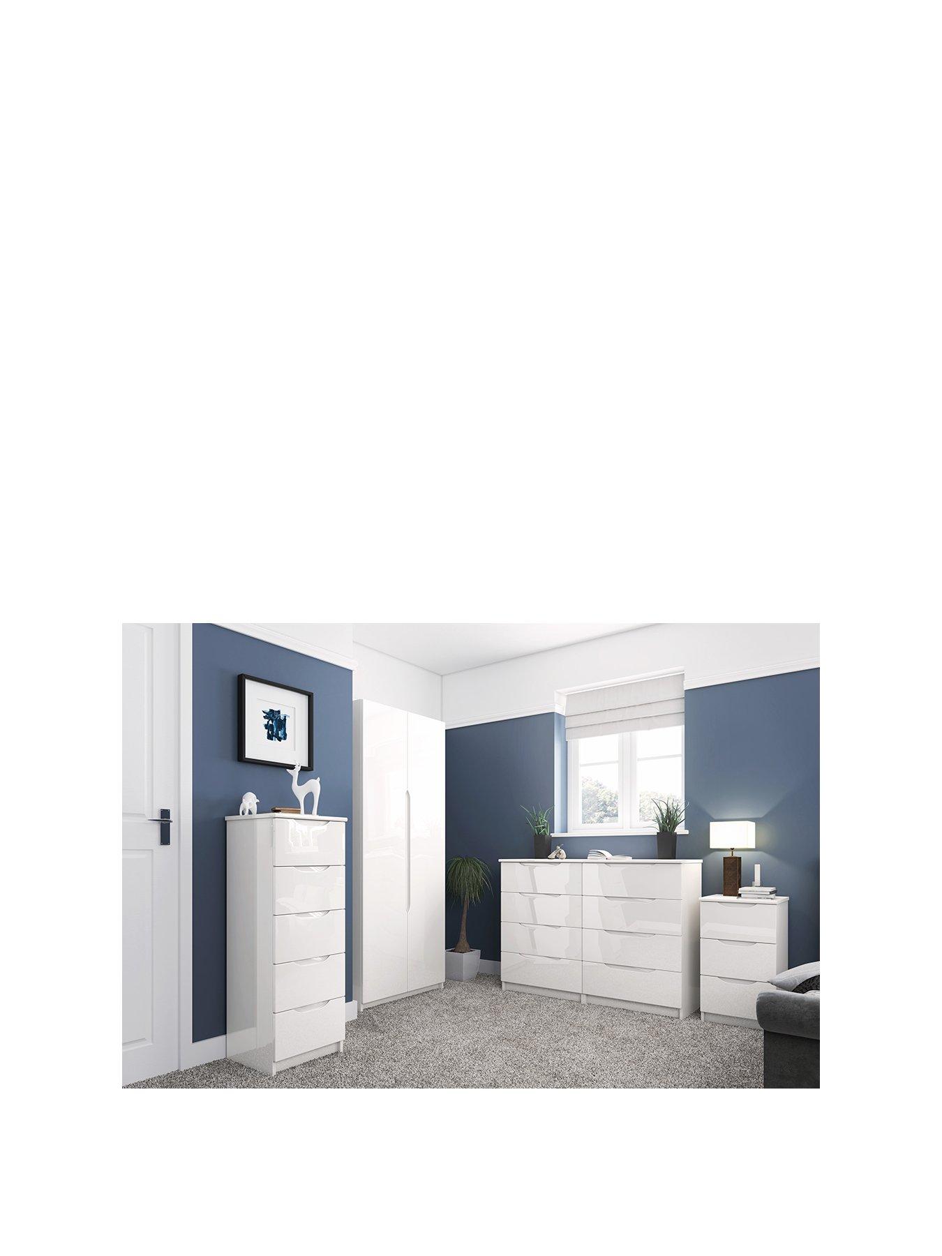 White high gloss bedroom deals furniture ready assembled