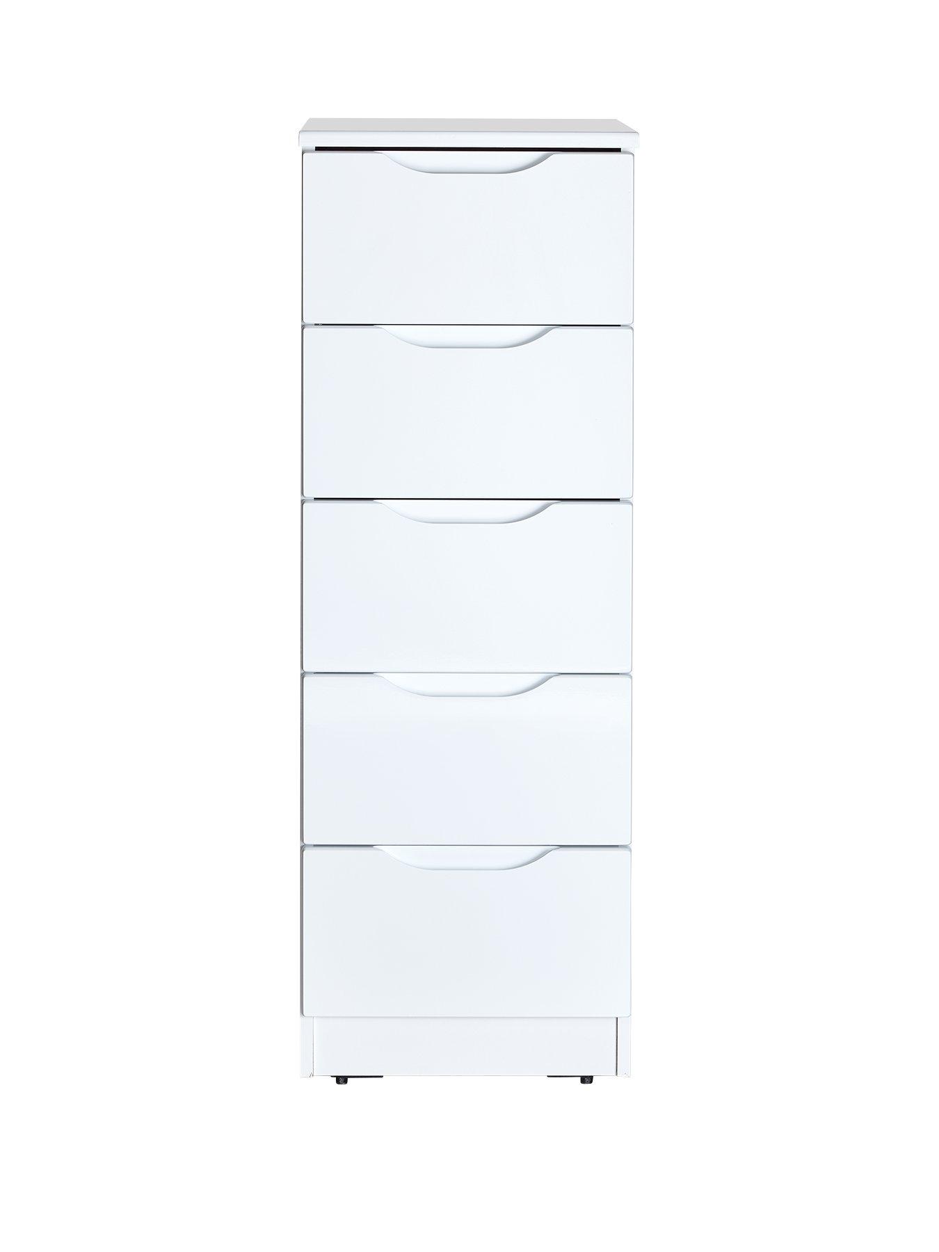 One Call Monaco Ready Assembled High Gloss 5 Drawer Tallboy | very.co.uk
