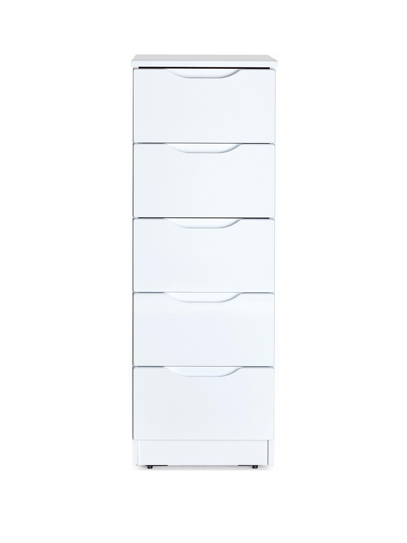 Image 2 of 5 of One Call Monaco&nbsp;Ready Assembled High Gloss 5 Drawer Tallboy&nbsp;- Express Delivery available