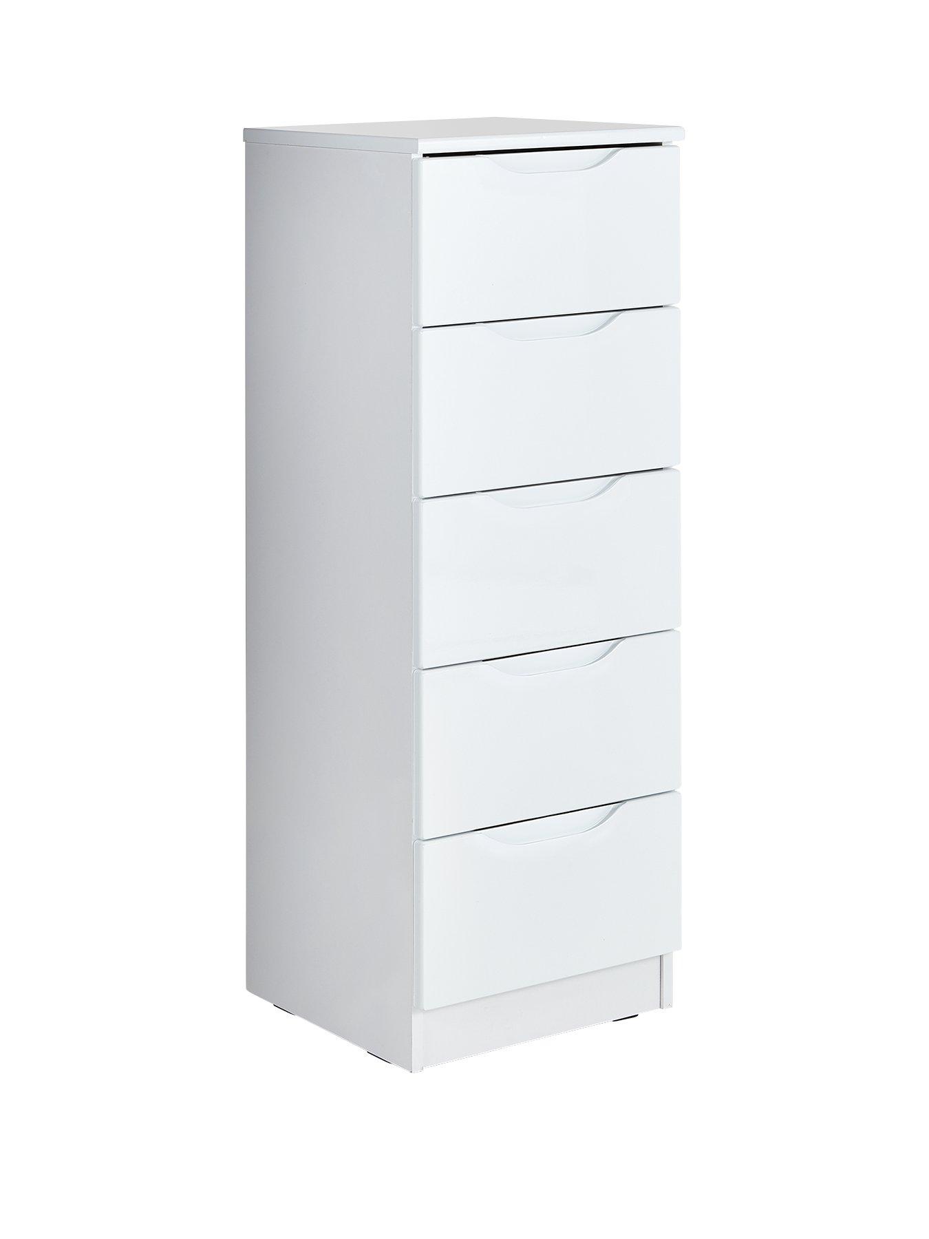 White gloss tallboy chest shop of drawers