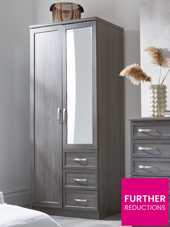 front image of very-home-camberley-2-door-3-drawer-mirrored-wardrobe