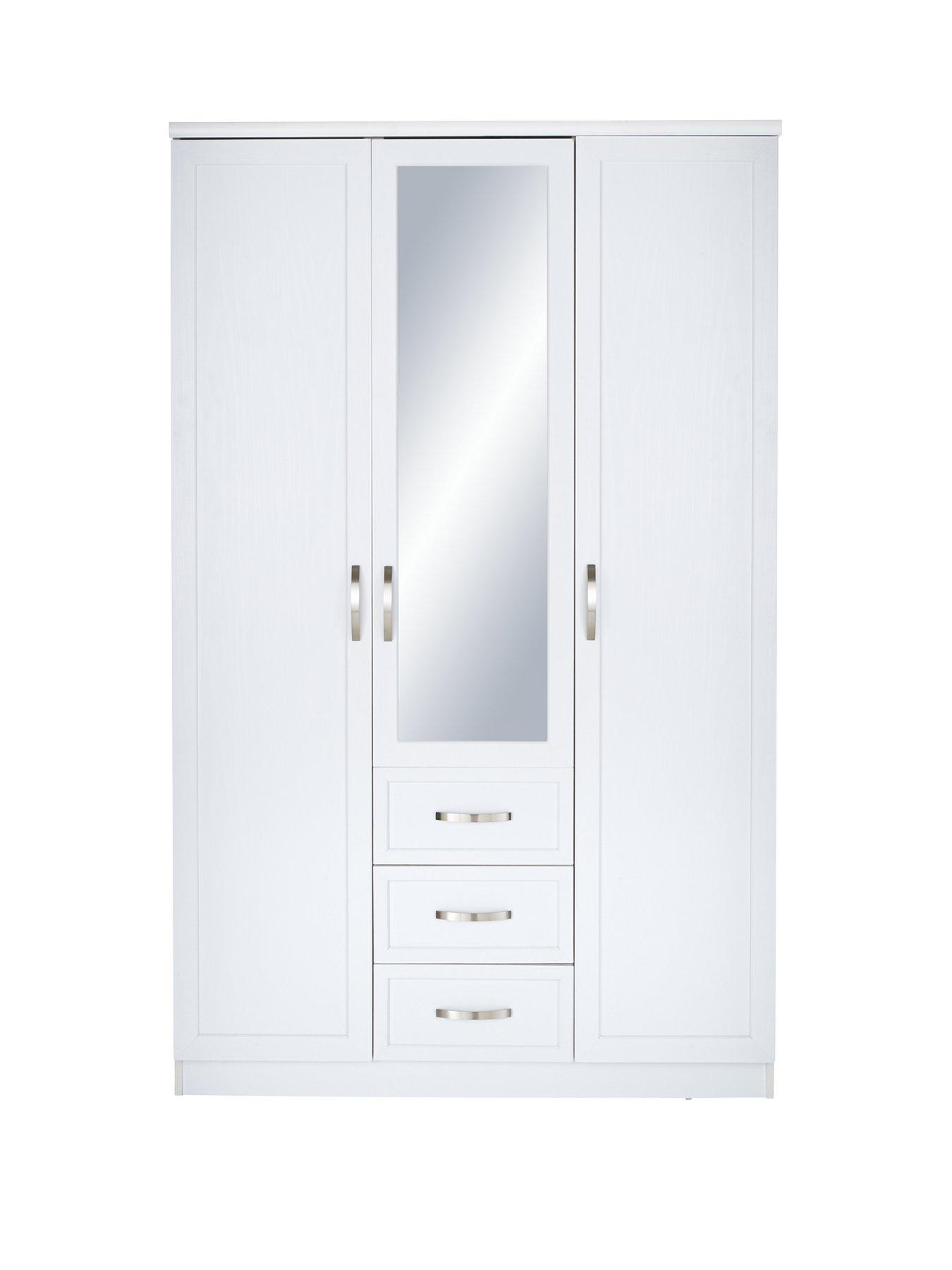 3 Drawers Self Assembly White Bedroom Wardrobes Home