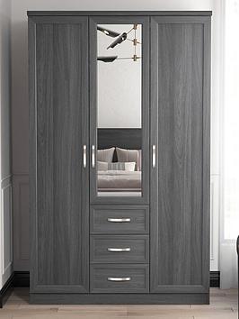 Product photograph of Very Home Camberley 3 Door 3 Drawer Mirrored Wardrobe from very.co.uk