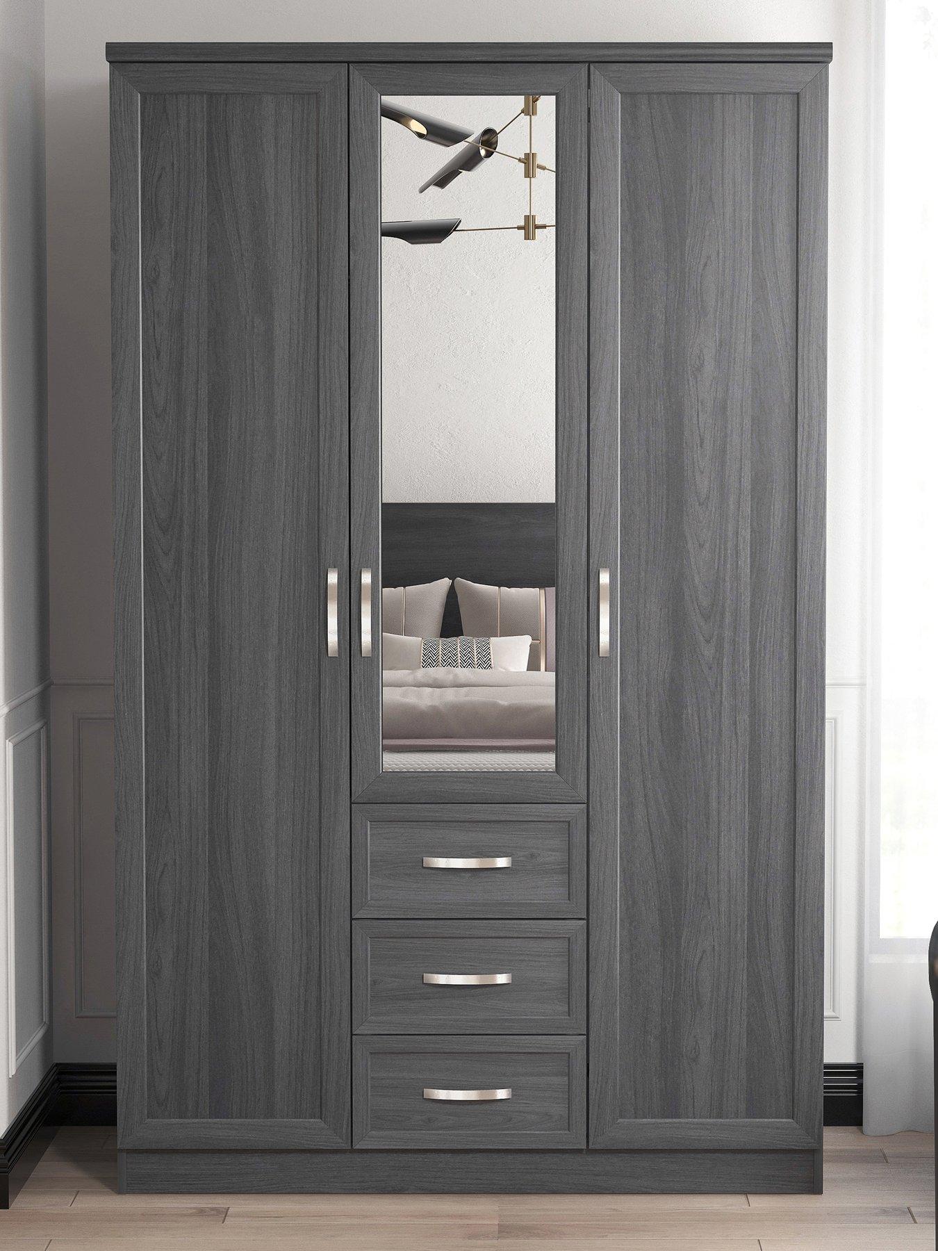 Very Home Camberley 3 Door, 3 Drawer Mirrored Wardrobe