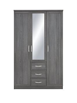 Product photograph of Very Home Camberley 3 Door 3 Drawer Mirrored Wardrobe from very.co.uk