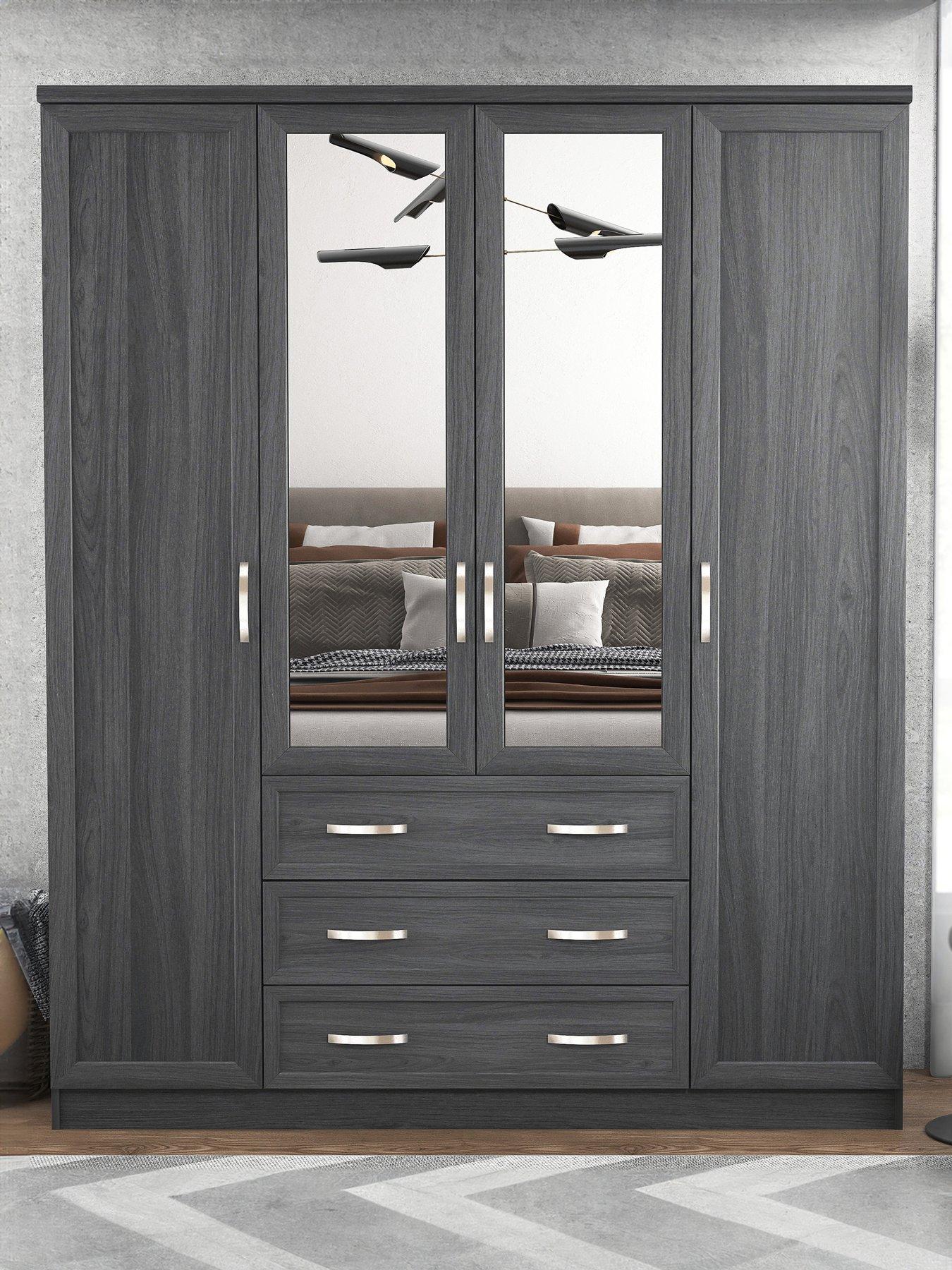 The Very Collection Camberley 4 Door, 3 Drawer Mirrored Wardrobe