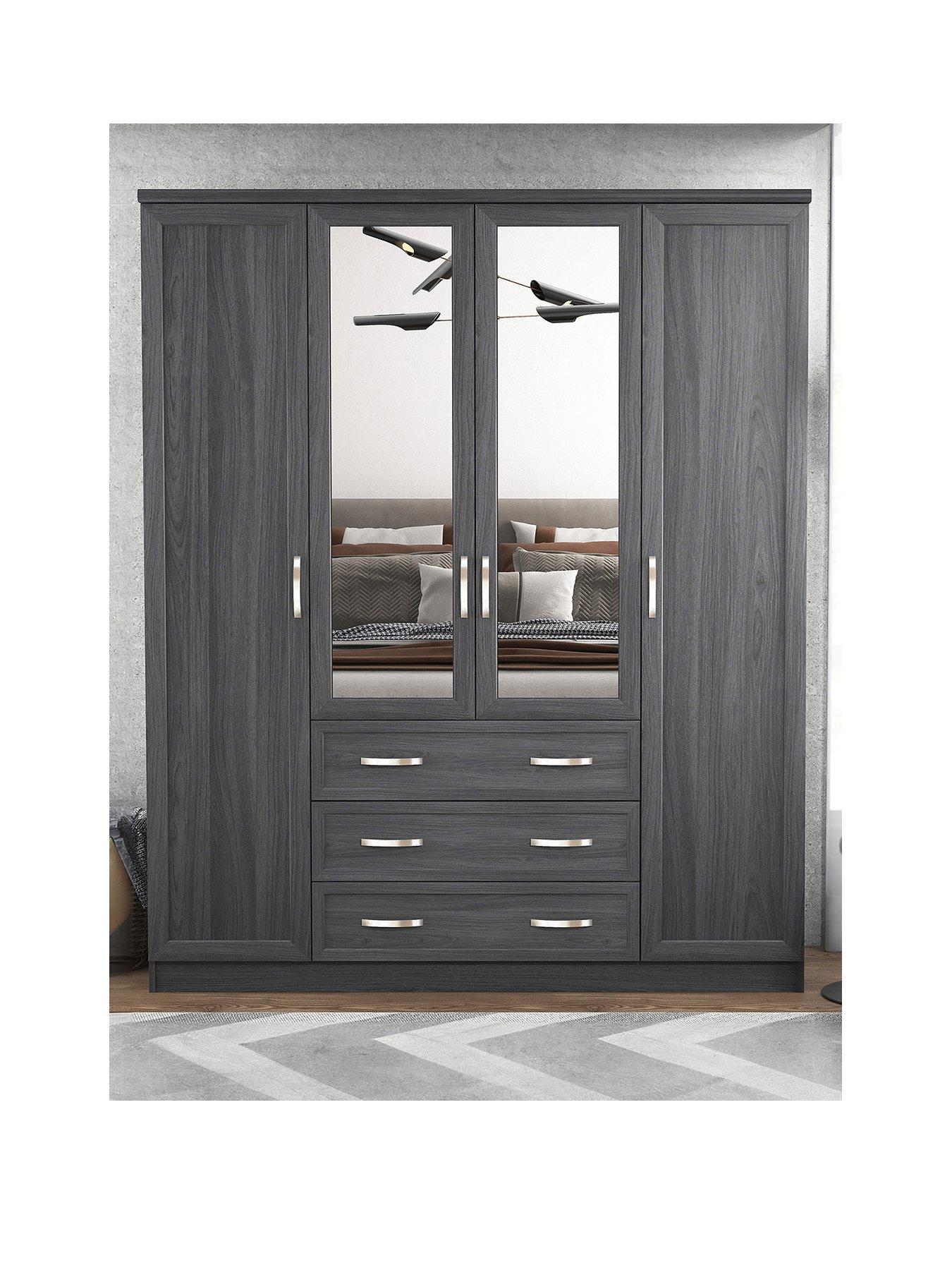 Very Home Camberley 4 Door, 3 Drawer Mirrored Wardrobe very.co.uk