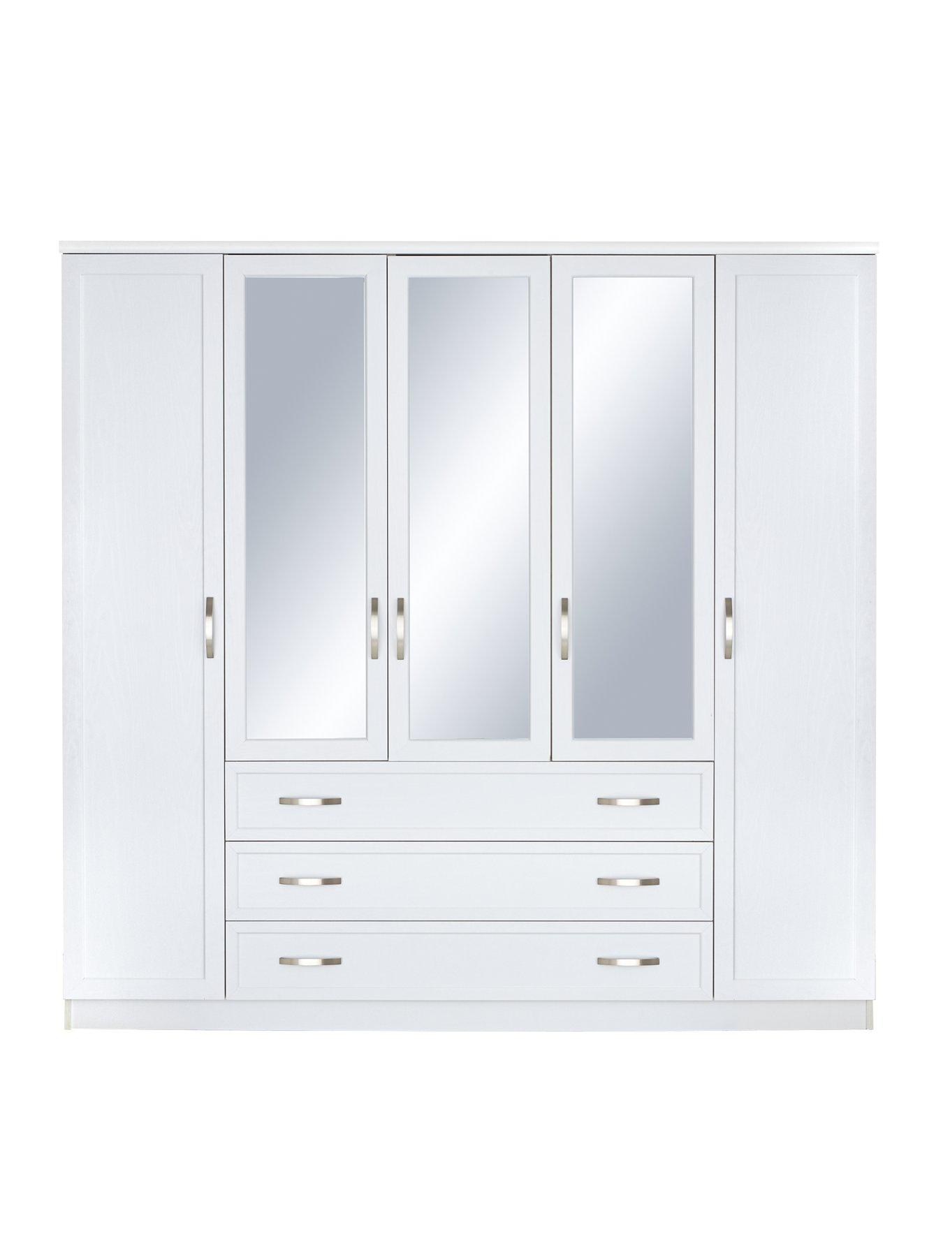 Very Home Camberley 5 Door, 3 Drawer Mirrored Wardrobe
