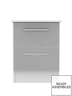 SWIFT Montreal Gloss Ready Assembled 2 Drawer Bedside Chest