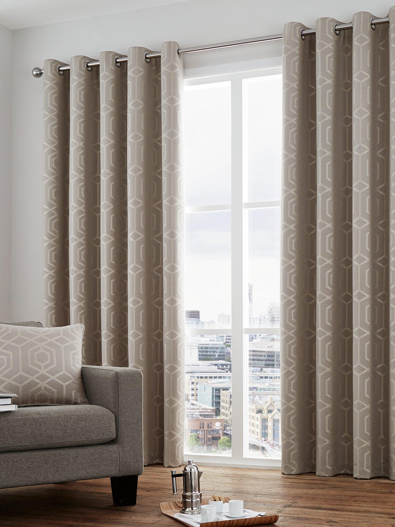 Curtina Camberwell Jacquard Lined Eyelet Curtains