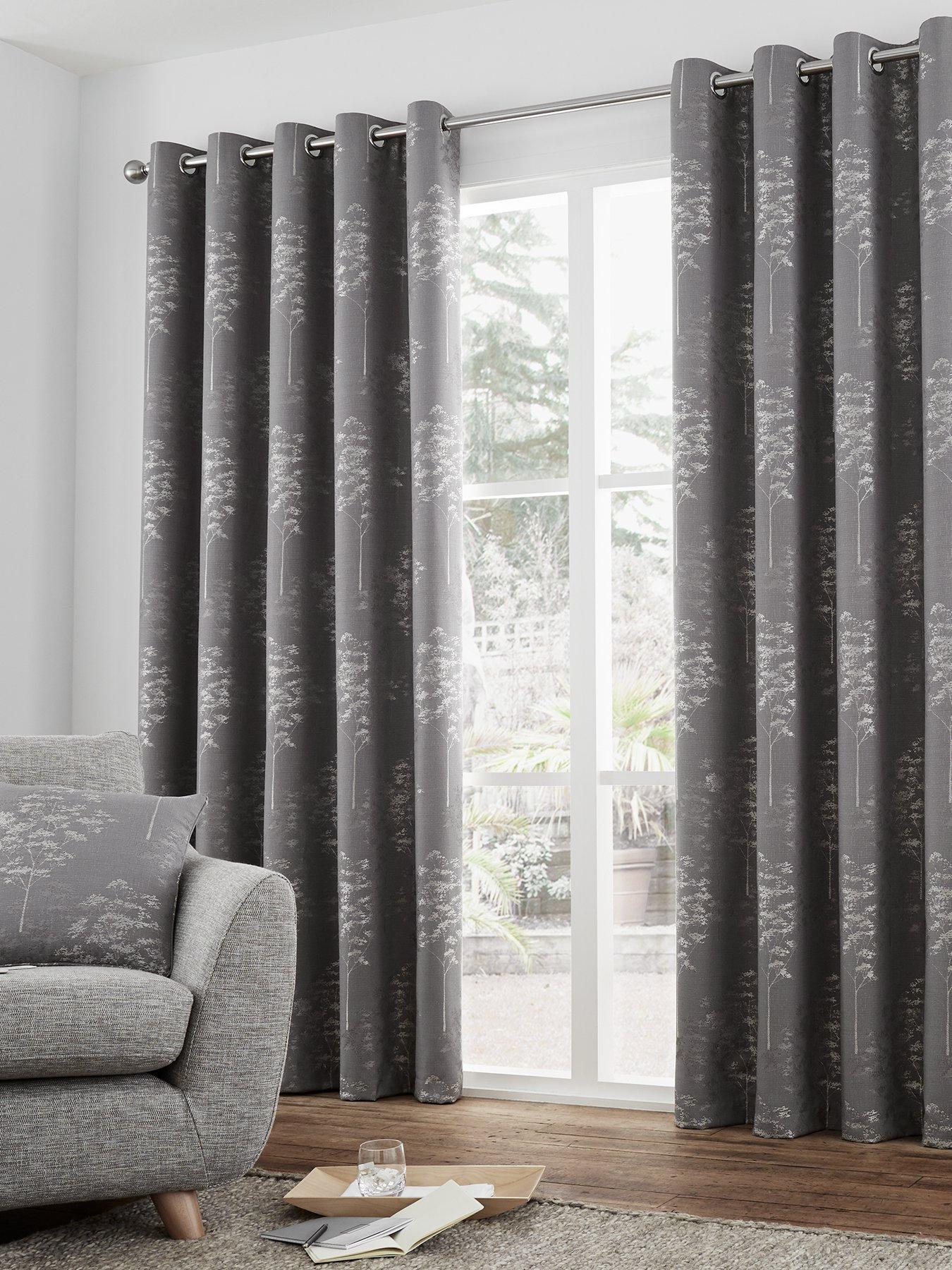 Product photograph of Curtina Elmwood Jacquard Lined Eyelet Curtains from very.co.uk