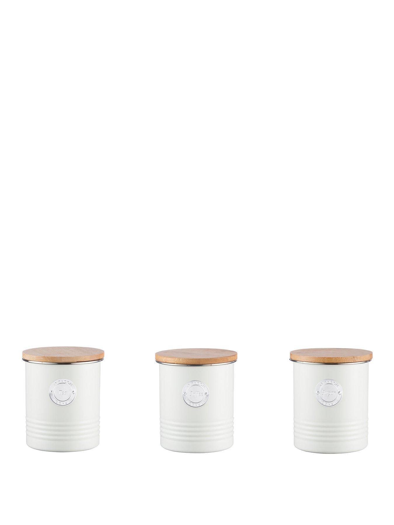 Product photograph of Typhoon Living Tea Coffee And Sugar Storage Canisters - Cream from very.co.uk