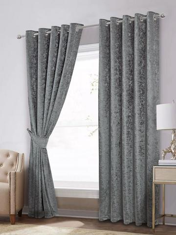 Charcoal 90/"×90/" Catherine Lansfield Zig Zag Lined Eyelet Curtains