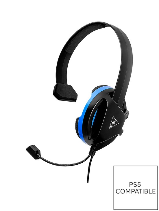 front image of turtle-beach-recon-chat-headset-for-ps5-ps4-xbox-one-switch-black-amp-blue