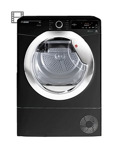Hoover Dynamic Next DXC8TCEB 8kg Load, Aquavision Condenser Tumble Dryer with One Touch - Black/Chrome