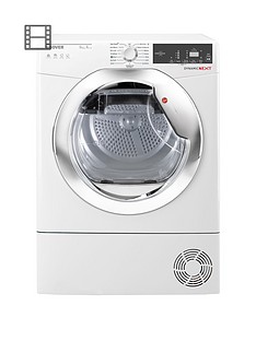 Hoover Dynamic Next DXH9A2TCE 9kg Load, Aquavision, Heat Pump Tumble Dryer with One Touch - White/Chrome