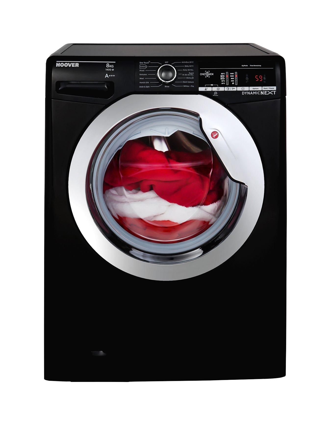 Hoover Dynamic Next Dxoa48C3B 8Kg Load, 1400 Spin Washing Machine With One Touch - Black/Chrome