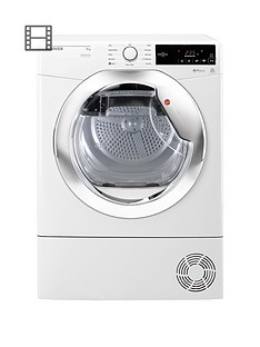 Hoover Dynamic Next DXC9TCE 9kg Load, Aquavision Condenser Tumble Dryer with One Touch - White/Chrome