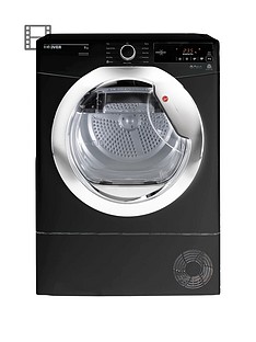 Hoover Dynamic Next DXC9TCEB 9kg Load, Aquavision Condenser Tumble Dryer with One Touch - Black/Chrome