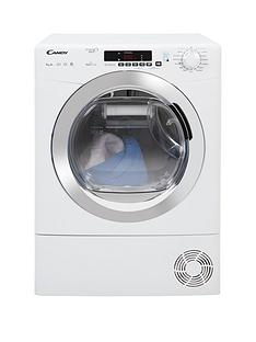 Candy Grand'O Vita GVSH9A2DCE 9kg Load, Heat Pump, Sensor Tumble Dryer with Smart Touch - White/Chrome