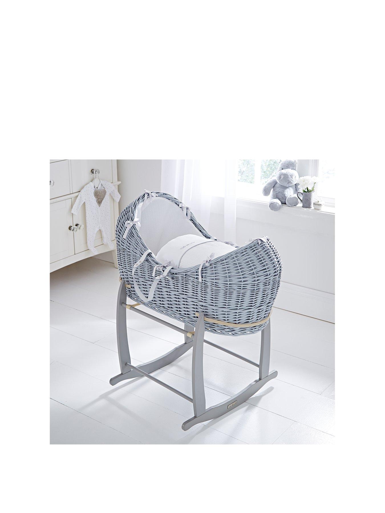 clair de lune white waffle moses basket