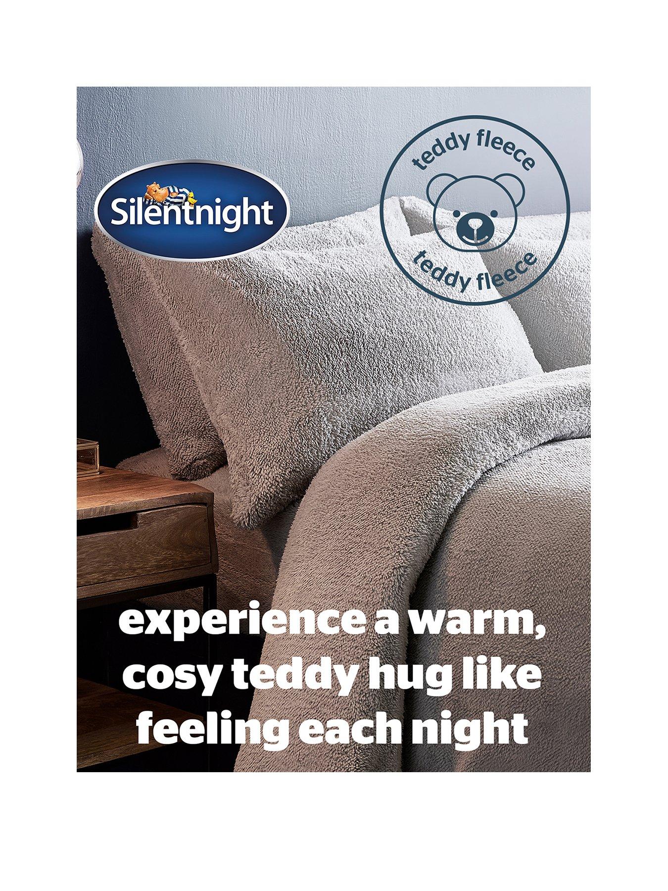 Silentnight Super Soft Teddy Fleece Duvet Cover Set Silver very.co.uk