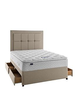 Product photograph of Silentnight Tuscany Geltex Sprung Pillowtop Divan Bed With Storage Options Headboard Not Included from very.co.uk