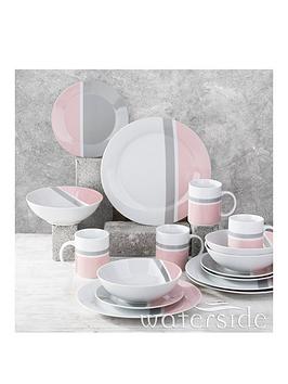 Waterside 16Pc Pink & Grey Dinner Set