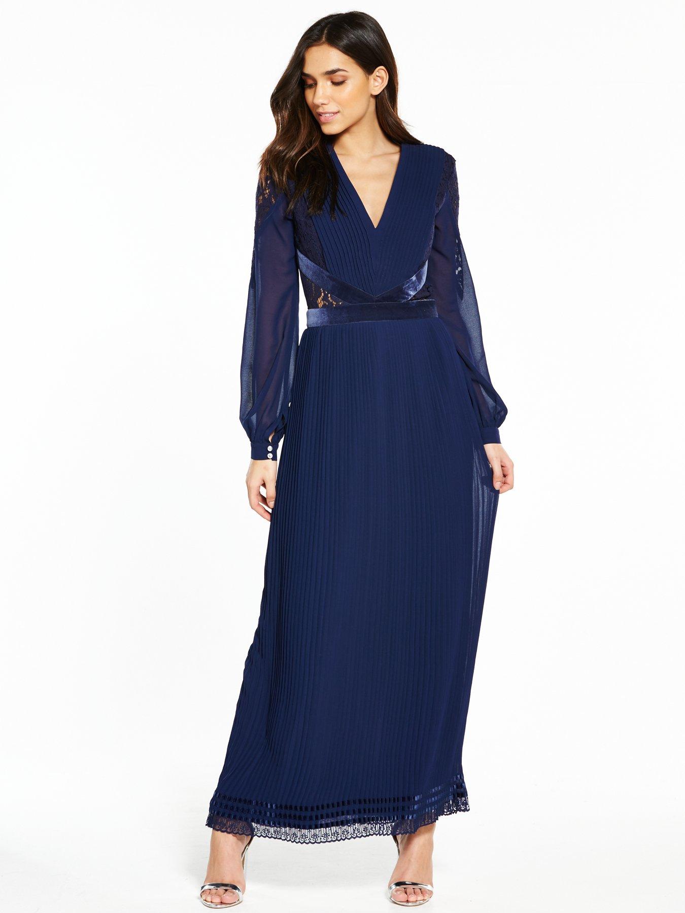 long sleeve navy maxi dress uk