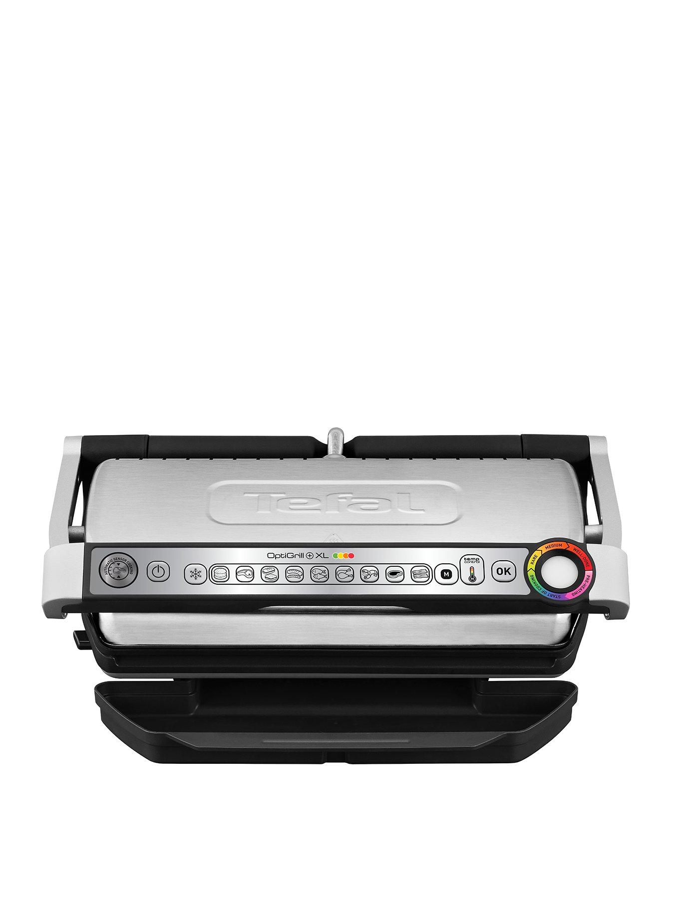 Product photograph of Tefal Gc722d40 Optigrill Xl Health Grill 9 Automatic Settings And Cooking Sensor - Stainless Steel from very.co.uk