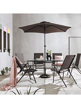 Product photograph of Hawaii 8-piece Outdoor Dining Set - Gunmetal Grey from very.co.uk