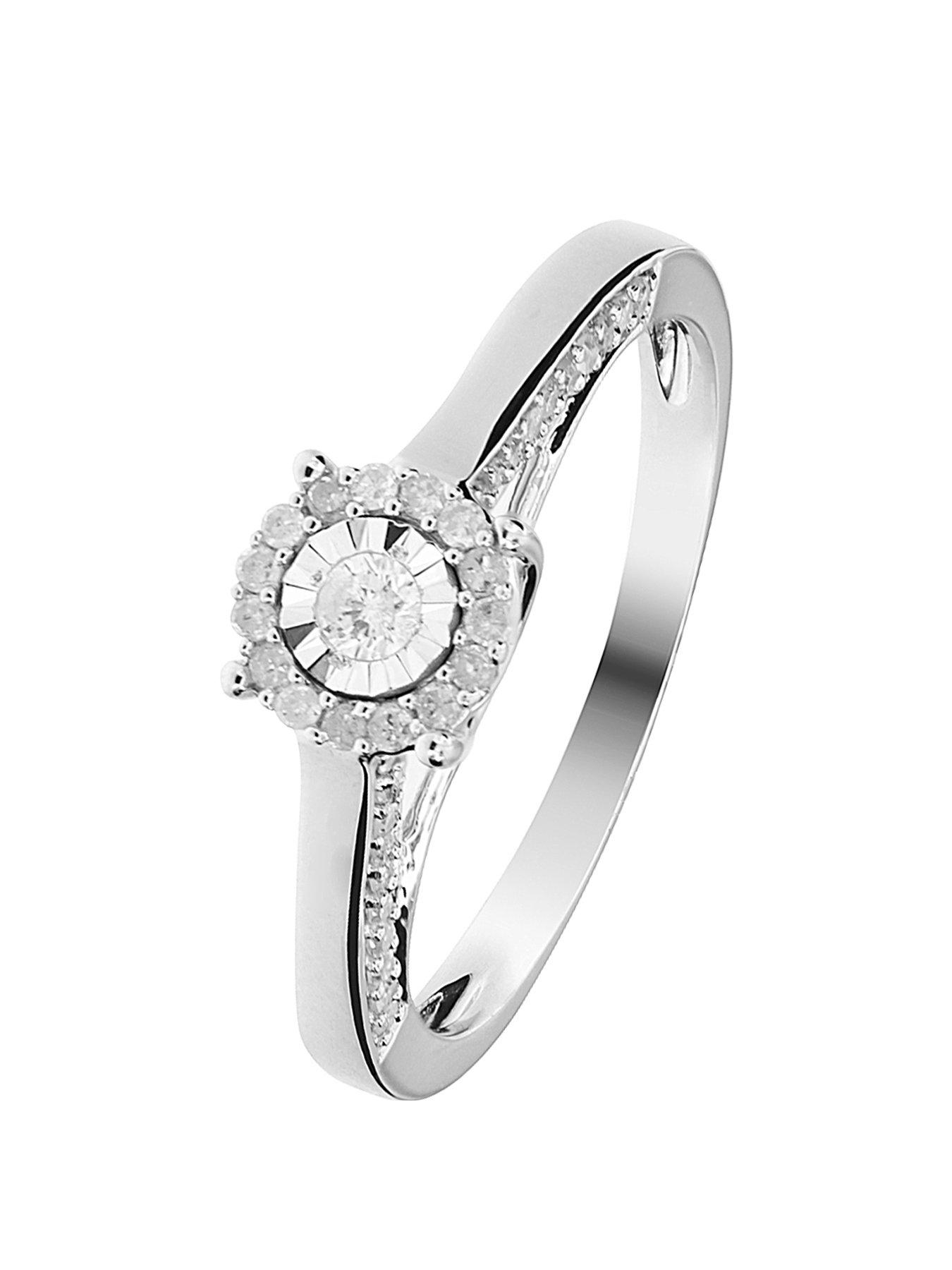 Product photograph of Love Diamond 9ct White Gold 25 Points Diamond Ring With Shoulder Detail from very.co.uk