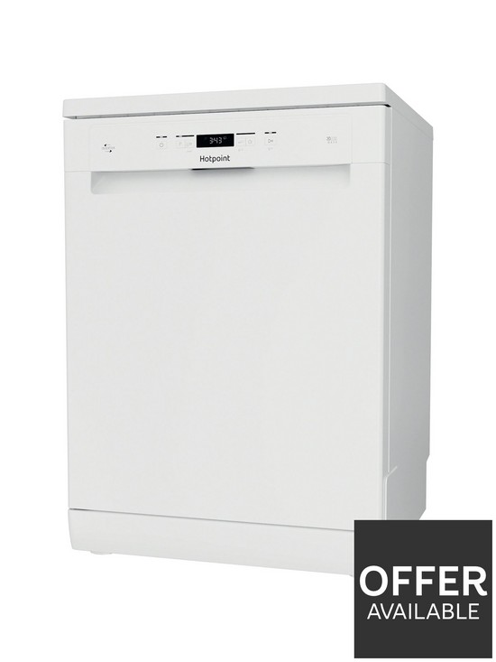 stillFront image of hotpoint-hfc3c32fwuknbsp14-place-full-size-dishwasher-with-quick-wash-and-3d-zone-wash-white
