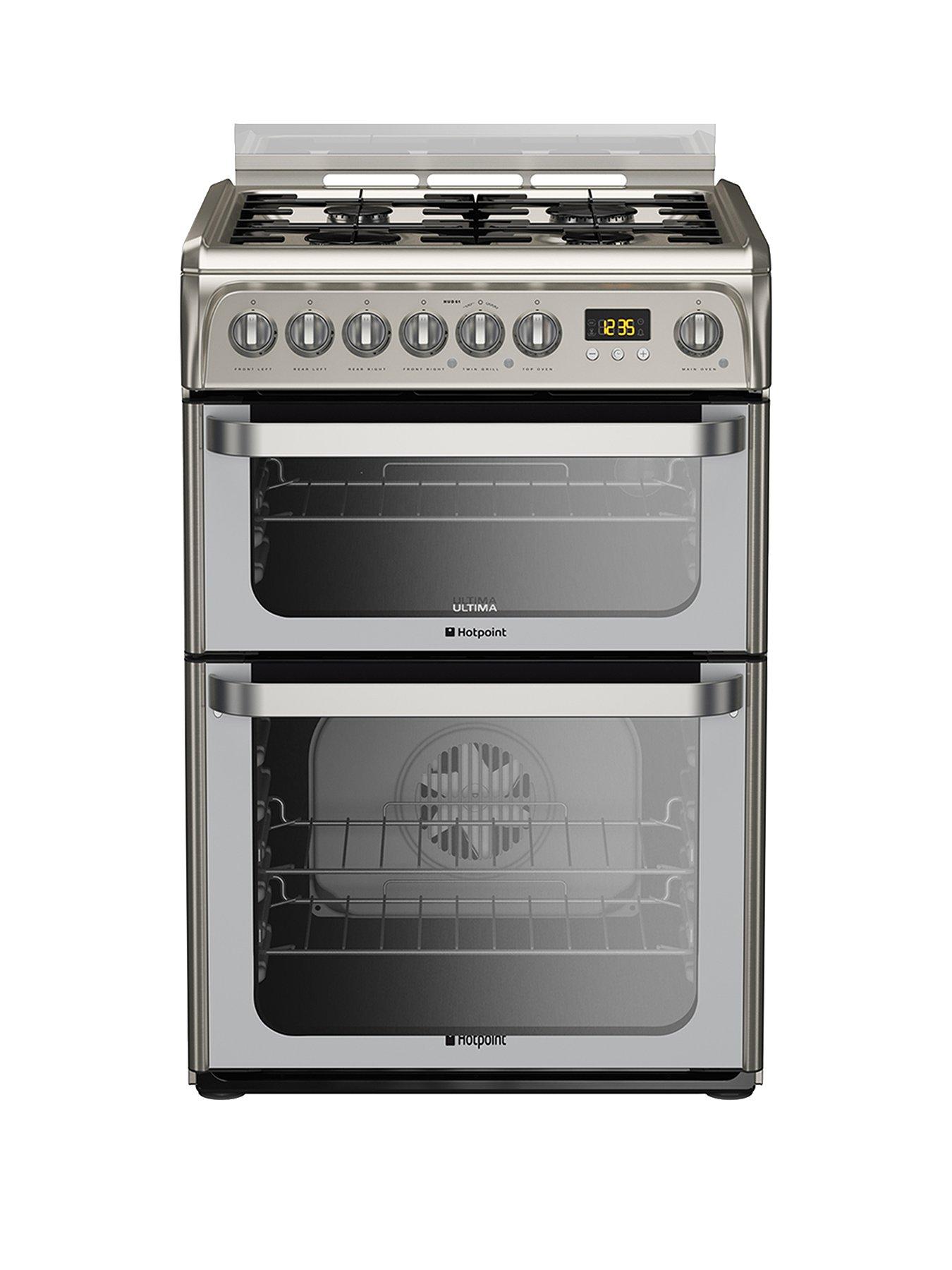 Hotpoint Ultima Hud61Xs 60Cm Dual Fuel Cooker, Gas Hob With Fsd - Stainless Steel