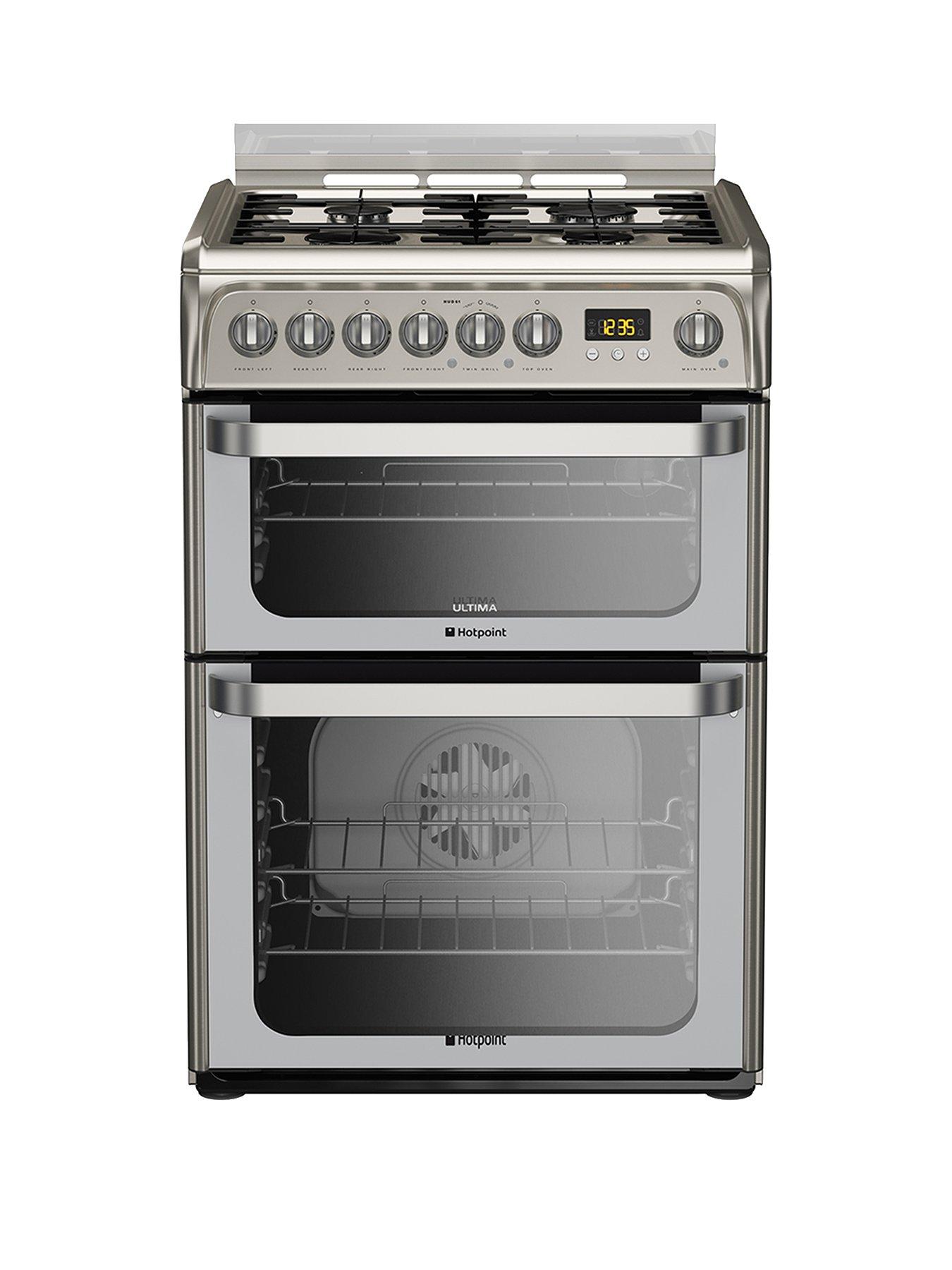 Hotpoint Ultima Hud61Xs 60Cm Dual Fuel Cooker, Gas Hob With Fsd – Stainless Steel