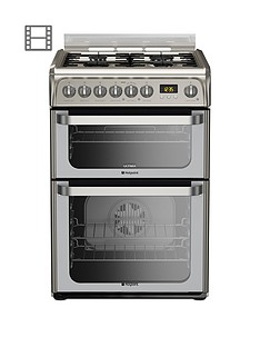 Hotpoint Ultima HUD61XS 60cm Dual Fuel Cooker, Gas Hob with FSD - Stainless Steel