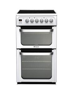 Hotpoint Ultima HUE53PS 50cm Electric Cooker with Ceramic Hob - White