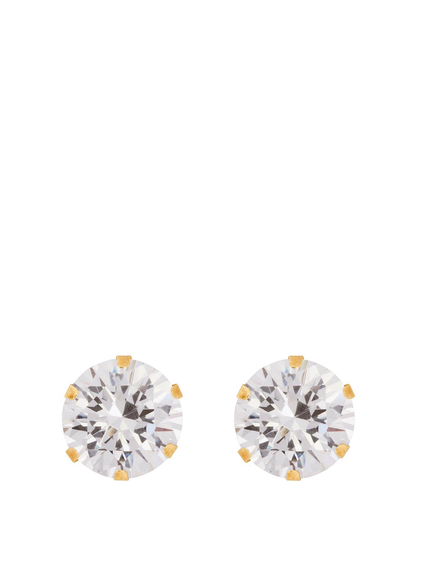 Jewellery & watches 9ct Yellow Gold 8mm Cubic Zirconia Stud Earrings