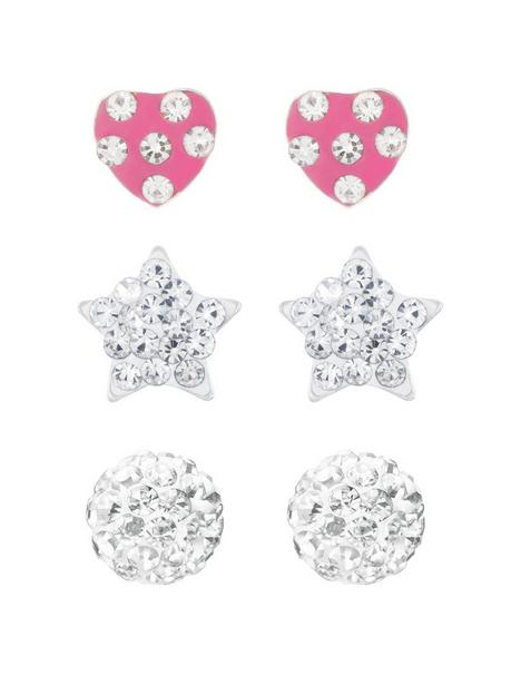 the-love-silver-collection-sterling-silver-ball-heart-and-star-crystal-stud-childrens-set-of-3-earrings