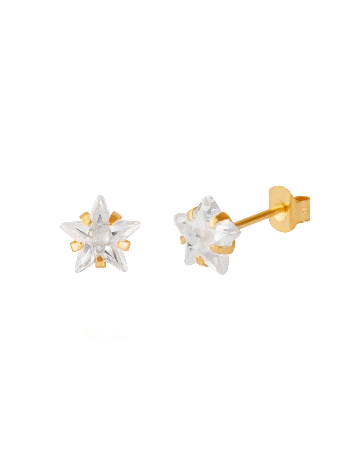 9ct Gold Star Studs 5 Point earrings Gift Boxed Made in UK
