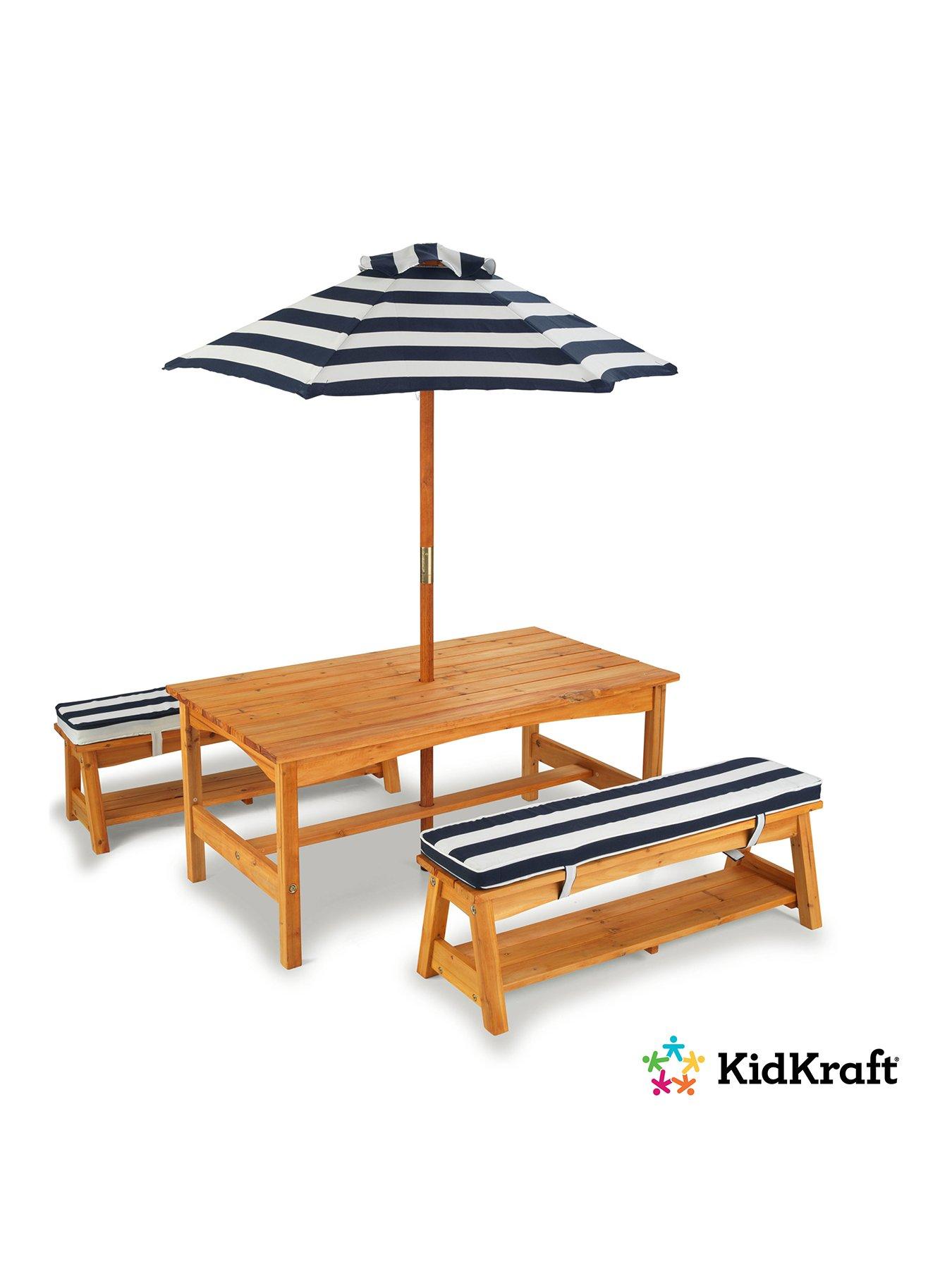 Kidkraft Outdoor Picnic Table Bench Set With Cushions Umbrella