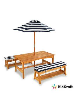 Kidkraft Outdoor Picnic Table  Bench Set With Cushions  Umbrella