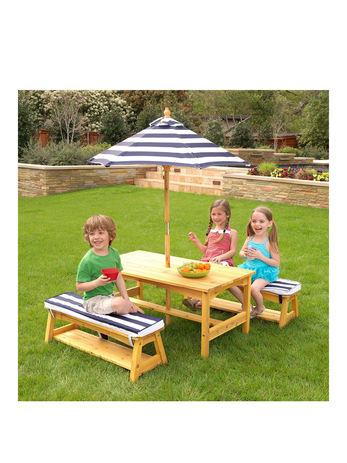 Kidkraft Outdoor Picnic Table & Bench Set with Cushions & Umbrella